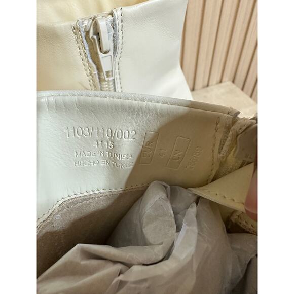 Zara Leather Ankle Bootie in Ivory Sz 10 Brand New in Box - Picture 8 of 15